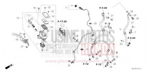 FRONT BRAKE MASTER CYLINDER NSS750S de 2025